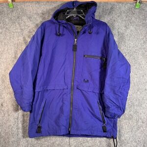 Eddie Bauer Parka‎ Ski Jacket Rain Coat Retro Medium Purple Hooded Vtg 90s Retro